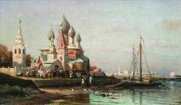 städtische Landschaft Werke - Osterprozession in yaroslavl 1863 Alexei Bogolyubov Stadtbild Stadtszenen